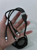 Alizonter Black Multifunctional Safety 3-In-1 Fast Charge USB Cables