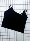 Stylish Elegant Women's Black Comfortable Soft Low Round Neck Camisoles