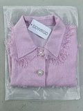 DDWRGD Classic Fashion Pink Women's Button Cotton Short-Sleeve Shirts